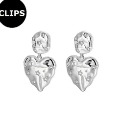 Clipsörhängen - Stål Hjärtan Silver