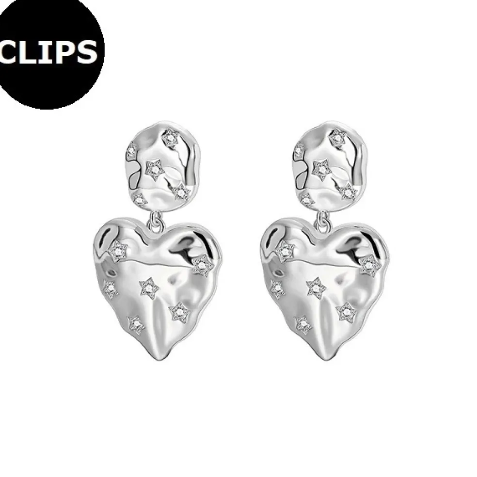 Clipsörhängen - Stål Hjärtan Silver