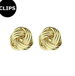 Clipsörhängen - Stål Knut Trio Guld