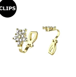 Clipsörhängen - Stål Star CZ Guld