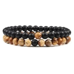 Eron - Armband 2-pack Ljusbrun Svart