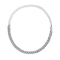 Eron - Halsband Pärlor Kedja Vitt