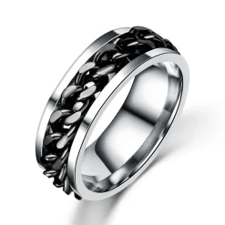 Eron - Ring Rotatable Chain Svart