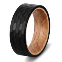 Eron - Ring Tungsten Hammered Svart