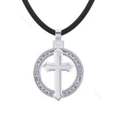 Highnose 925 - Halsband Läder Cirkel Silver