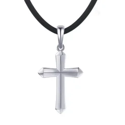 Highnose 925 - Halsband Läder Kors Litet Silver