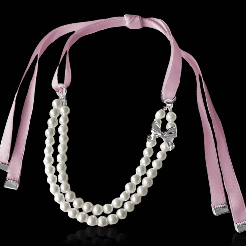 Ioaku - Halsband Amanda Pearl Bow Silver