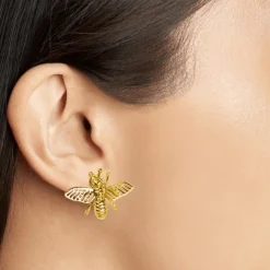 Ioaku - Örhängen Insekt Bi Guld