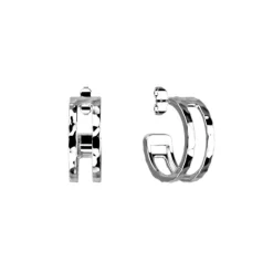 Les Georgettes - Örhängen Pure Martelée Wide Silver