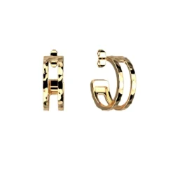 Les Georgettes - Örhängen Pure Martelée Wide Guld