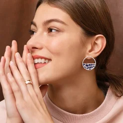 Les Georgettes - Örhängen Ring 30 Girafe Rosé CZ