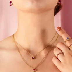 Lily and Rose - Halsband Laurie Guld Pink Ruby
