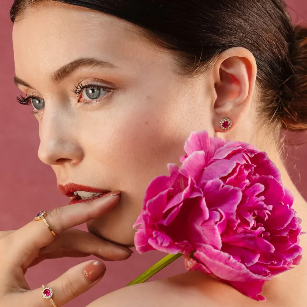 Lily and Rose - Örhängen Laurie Guld Pink Ruby