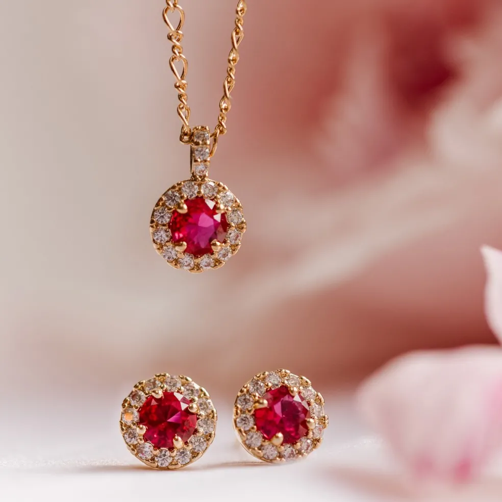 Lily and Rose - Örhängen Laurie Guld Pink Ruby