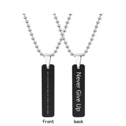 Love Words Jewellery - Halsband Stål Never Give Up Svart