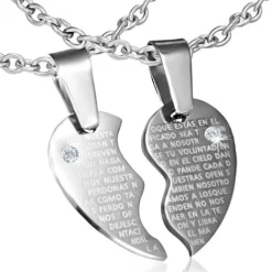 Love Words Jewellery - Parsmycken Halsband 2st Delat Hjärta Text