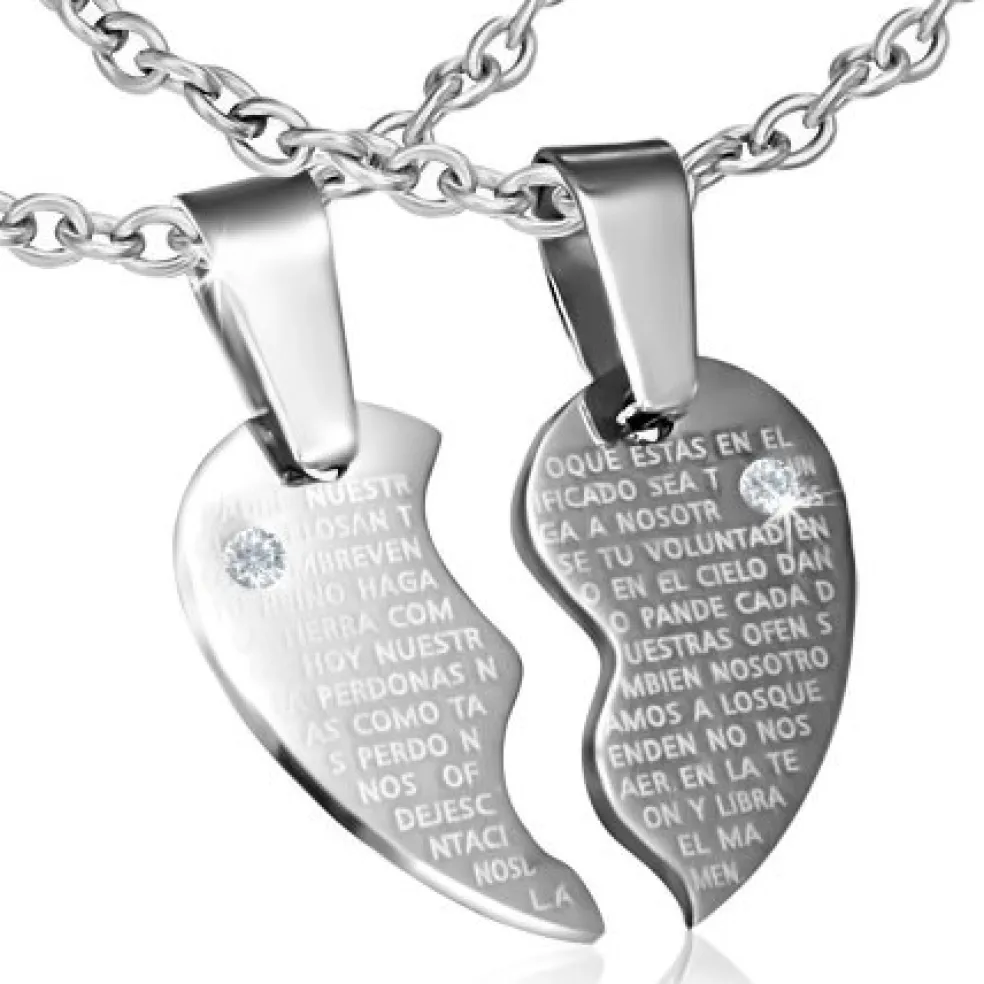 Love Words Jewellery - Parsmycken Halsband 2st Delat Hjärta Text