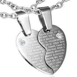 Love Words Jewellery - Parsmycken Halsband 2st Delat Hjärta Text
