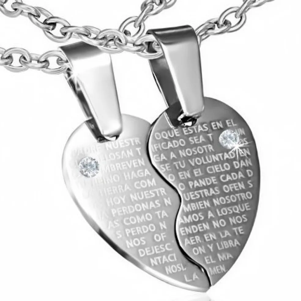 Love Words Jewellery - Parsmycken Halsband 2st Delat Hjärta Text