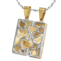 Love Words Jewellery - Parsmycken Halsband 2st Guldhjärtan