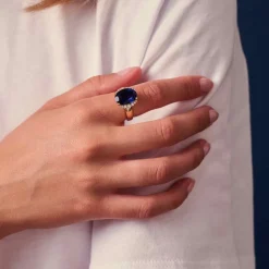 Sif Jakobs - Ring Ellisse Grande Silver Blå