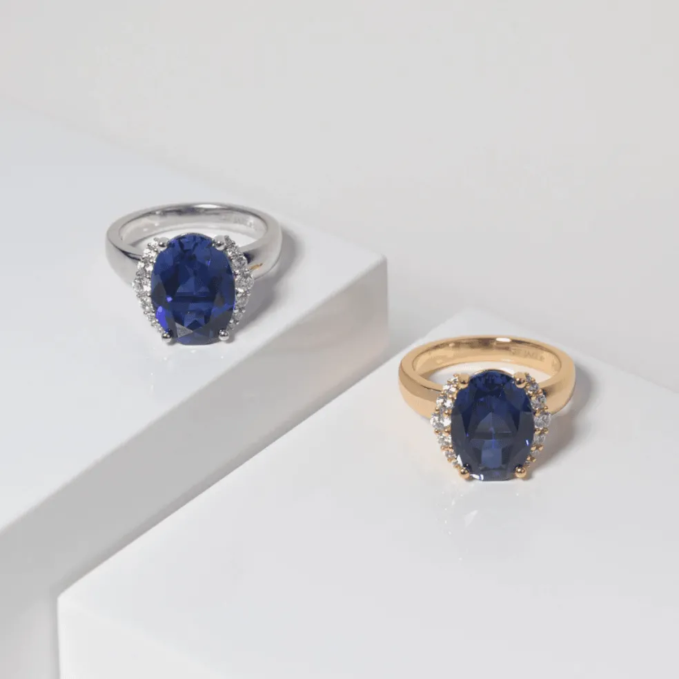 Sif Jakobs - Ring Ellisse Grande Silver Blå