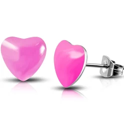 Silverörhängen - Hjärta Rosa