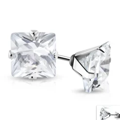 Stålörhängen - Basic Square Kristall