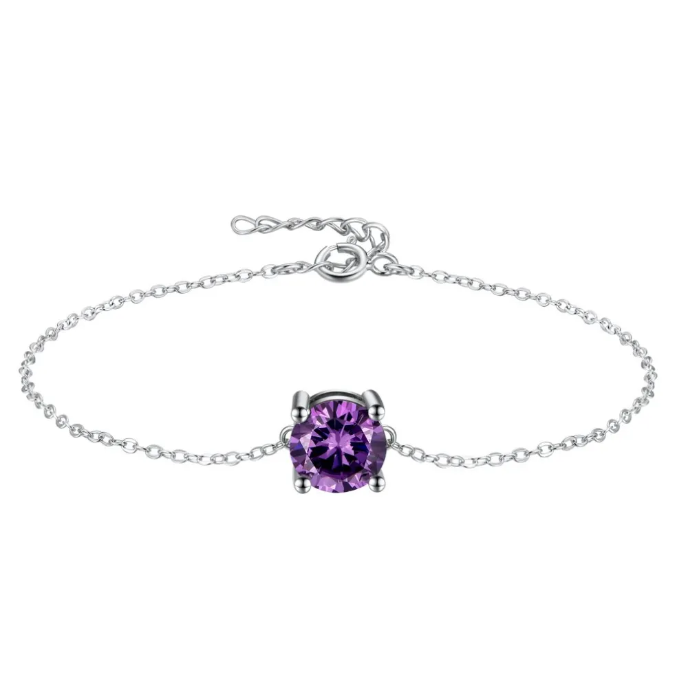 The Botilda - Armband Månadssten Februari Silver