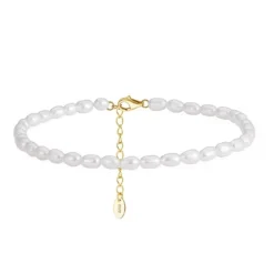 The Botilda - Fotlänk Natural Pearl Guld