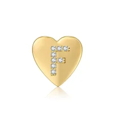 The Botilda - Örhänge Singel Bokstav F Hjärta Guld