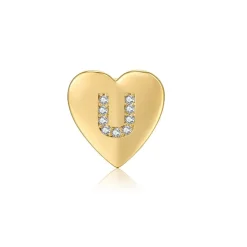 The Botilda - Örhänge Singel Bokstav U Hjärta Guld