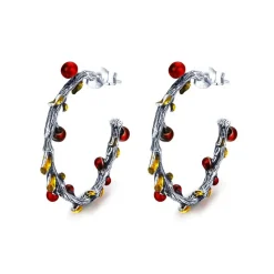 The Botilda - Örhängen Berry Silver Röd