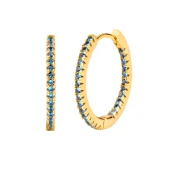 The Botilda - Örhängen Hoop Smal Guld Blå