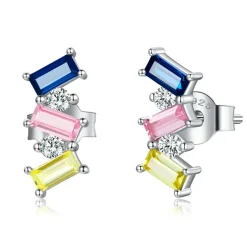 The Botilda - Örhängen Square Zircon Silver Mix