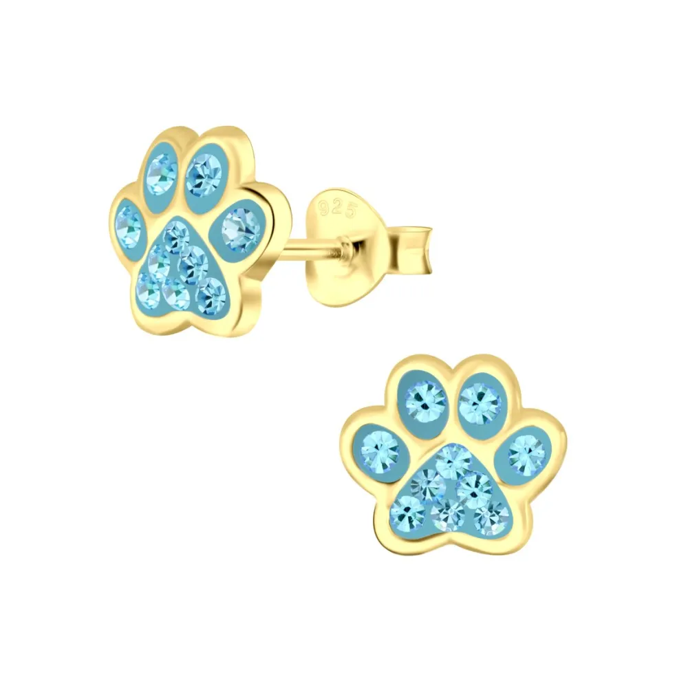 The Botilda - Örhängen Tassar Guld Blå Kristall