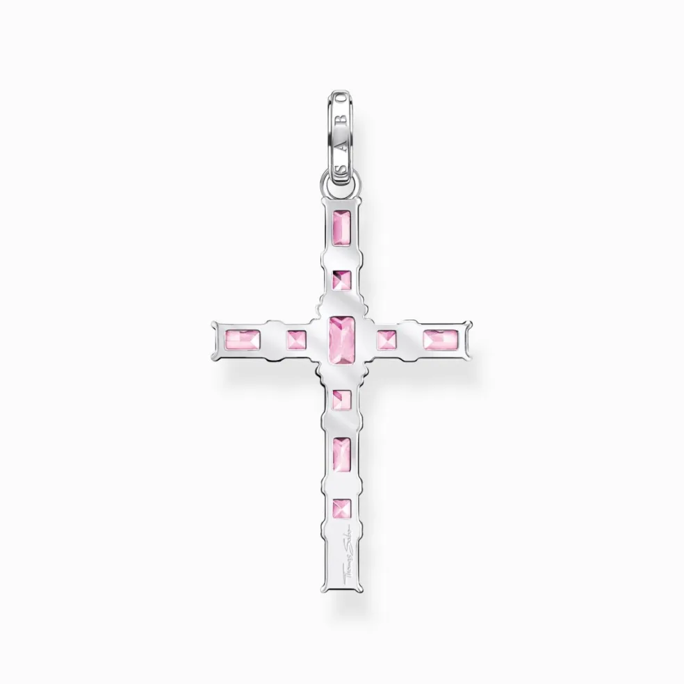 Thomas Sabo - Berlock Kors Pave Silver Rosa