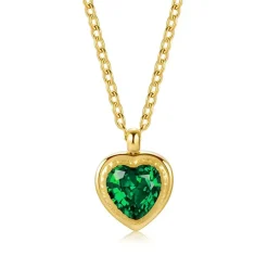 Anna K Jewelry - Halsband Crystal Heart Grön