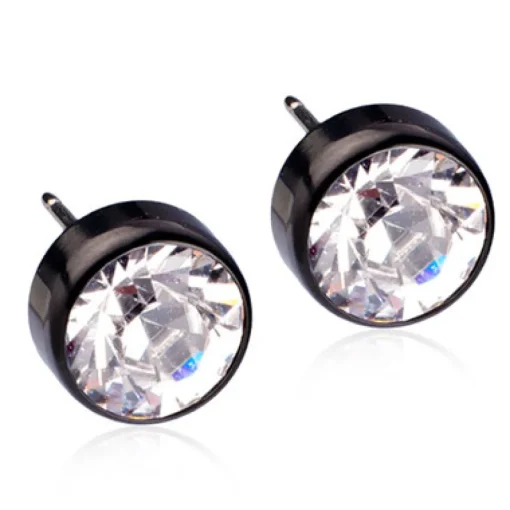 Blomdahl - Örhängen Bezel Titan Svart Klar