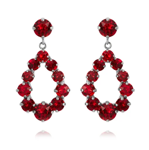 Caroline Svedbom - Örhängen Mini Delia Rhodium Red Combo