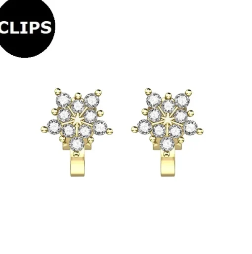 Clipsörhängen - Stål Star CZ Guld