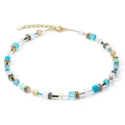 Coeur De Lion - Halsband Geocube Iconic Turquoise Guld