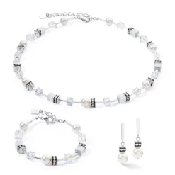Coeur De Lion - Halsband Geocube Pearl Silver