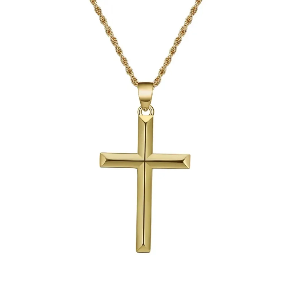 Highnose 925 - Halsband Kors Plain Guld