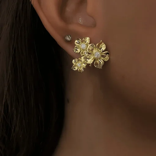 Ioaku - Örhängen La Fleur Iconic Trio Guld